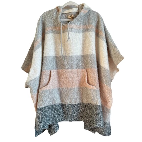 WORLD MARKET Colorblock Hooded Pullover Kangaroo Poncho Women’s One Size NEW - Picture 1 of 13
